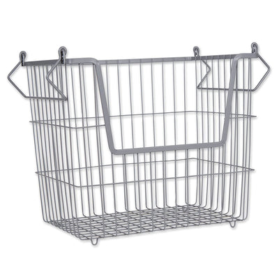 Wire Mesh Stackable Utility Storage Bin, Large, Cool Gray (Open Box) - VMInnovations