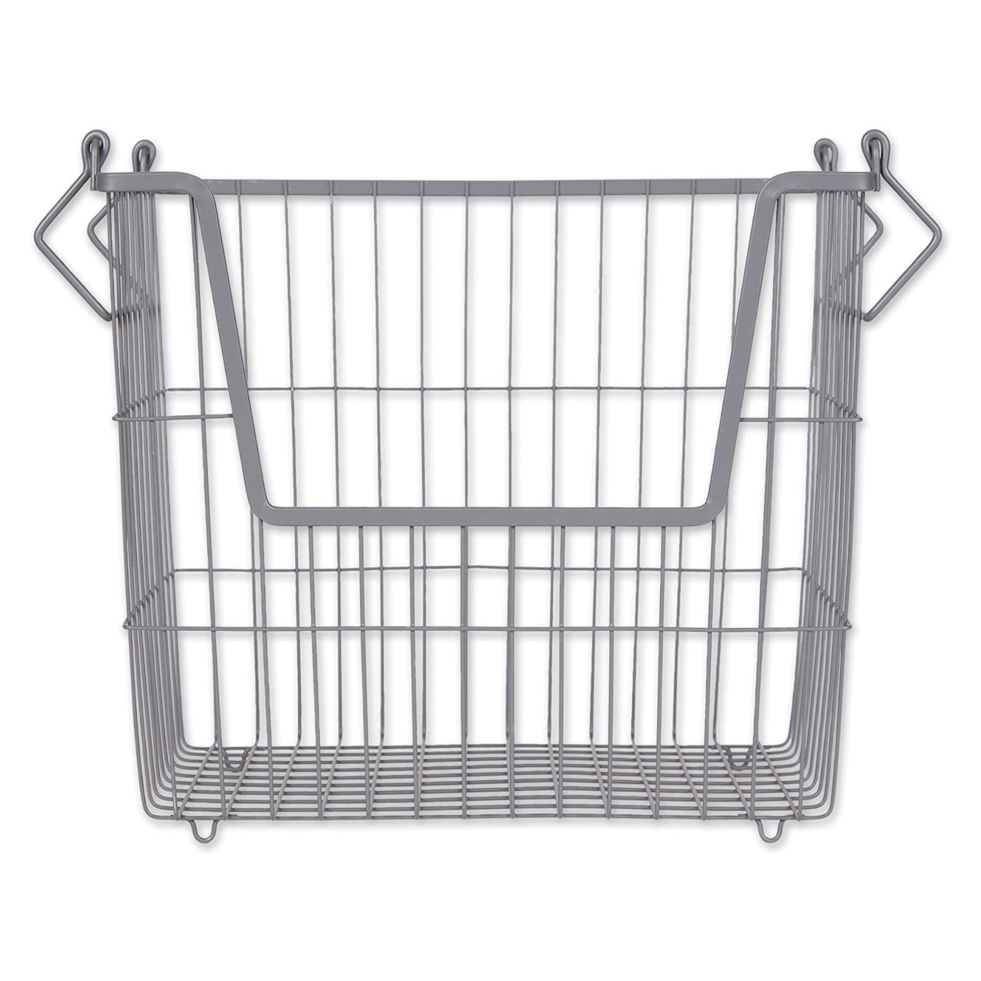 Wire Mesh Stackable Utility Storage Bin, Large, Cool Gray (Open Box) - VMInnovations