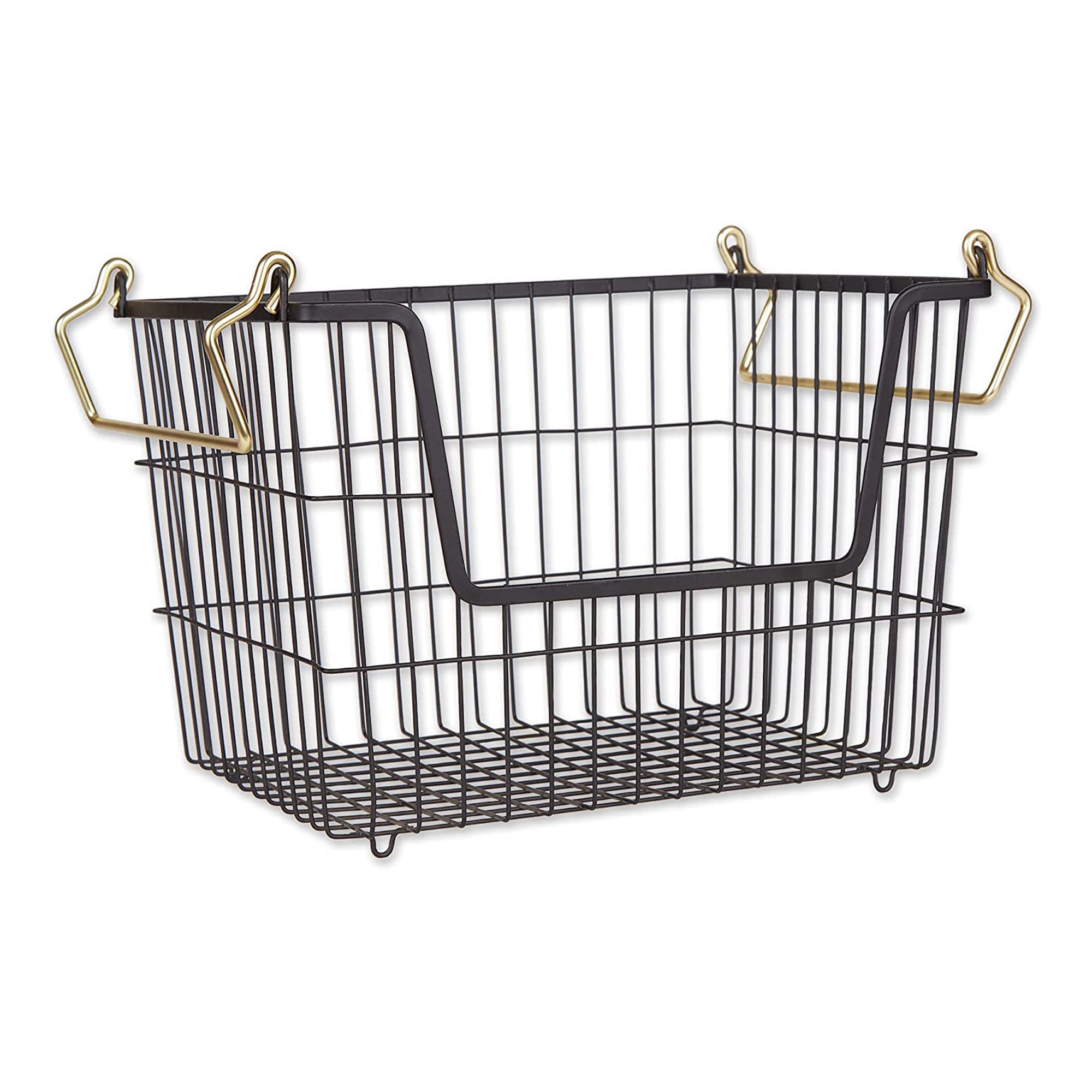 DII Design Imports Wire Mesh Stackable Utility Storage Bin, Medium, Black & Gold