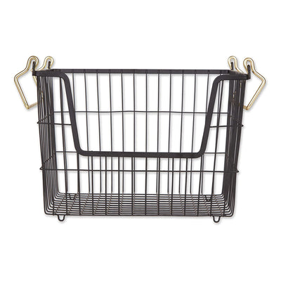 DII Design Imports Wire Mesh Stackable Utility Storage Bin, Medium, Black & Gold