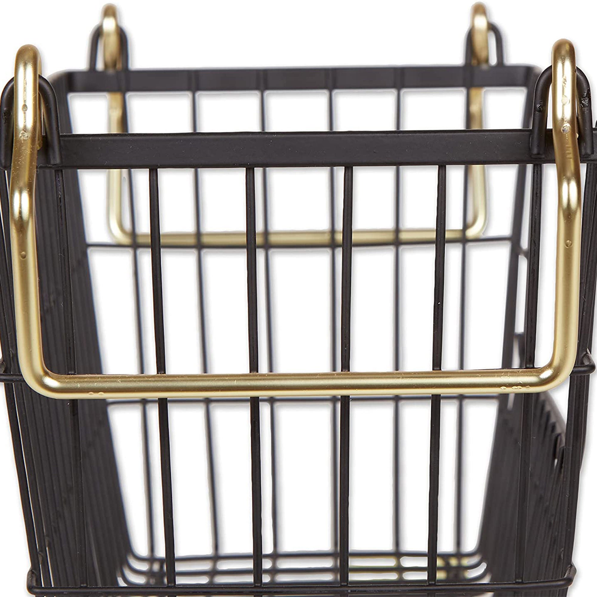 DII Design Imports Wire Mesh Stackable Utility Storage Bin, Medium, Black & Gold
