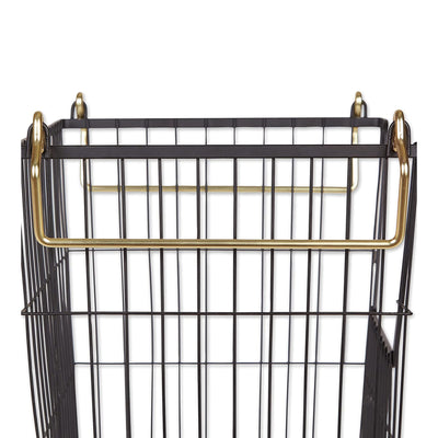 DII Design Imports Wire Mesh Stackable Utility Storage Bin, Large, Black & Gold