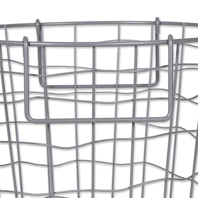 15In Wire Mesh Stackable Storage Bin, Round, Small, Cool Gray (Open Box)