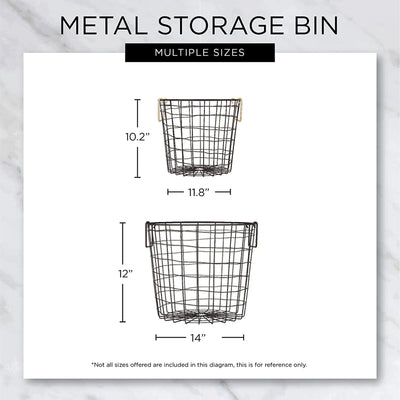 DII Design Imports 15In Wire Mesh Stackable Storage Bin, Round, Small, Cool Gray