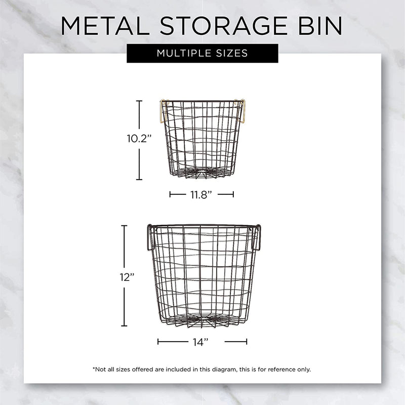 DII Design Imports 15In Wire Mesh Stackable Storage Bin, Round, Small, Cool Gray