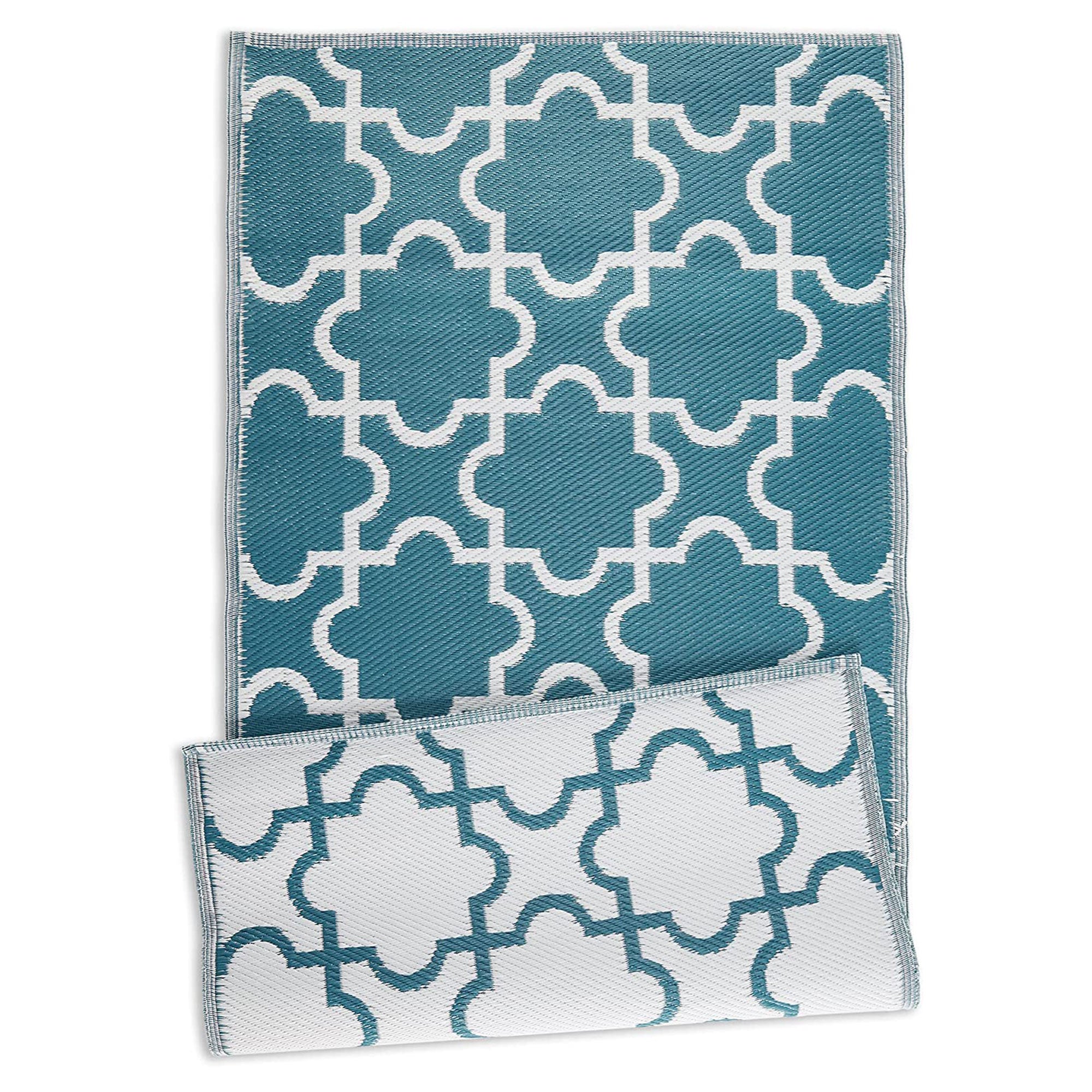 DII Design Imports Indoor Outdoor 3 x 6 Foot Reversible Woven Rug, Storm Blue