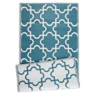 DII Design Imports Indoor Outdoor 3 x 6 Foot Reversible Woven Rug, Storm Blue