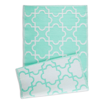 DII Design Imports Indoor Outdoor 3x6 Ft Reversible Lattice Woven Rug,Aqua(Used) - VMInnovations