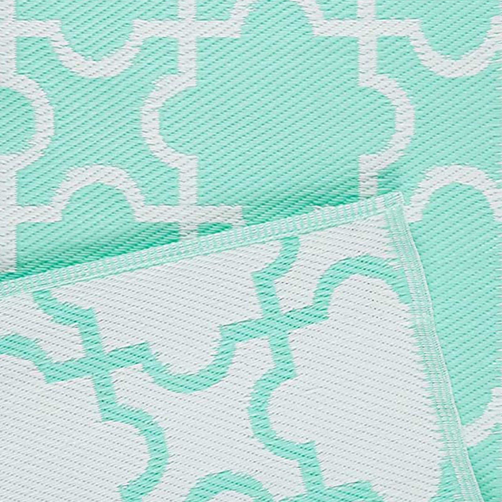 DII Design Imports Indoor Outdoor 3x6 Ft Reversible Lattice Woven Rug,Aqua(Used) - VMInnovations