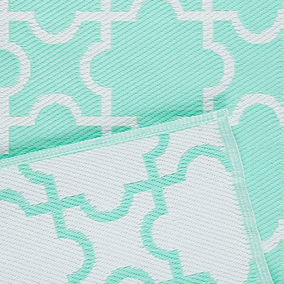DII Design Imports Indoor Outdoor 3x6 Ft Reversible Lattice Woven Rug,Aqua(Used) - VMInnovations