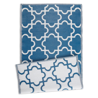 DII Design Imports Indoor Outdoor 3 x 6 Foot Reversible Lattice Woven Rug, Blue
