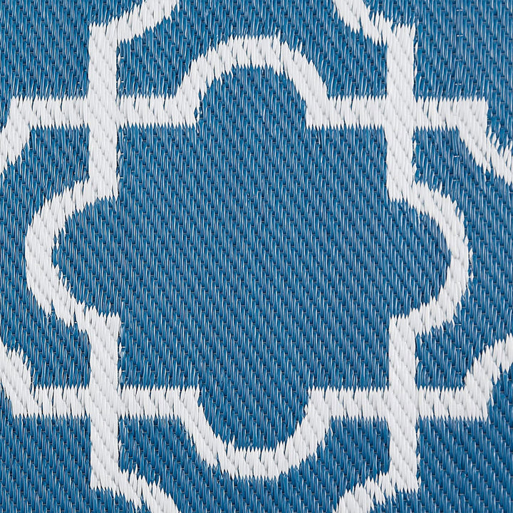 Indoor Outdoor 3 x 6 Foot Reversible Lattice Woven Rug, Blue (Used)
