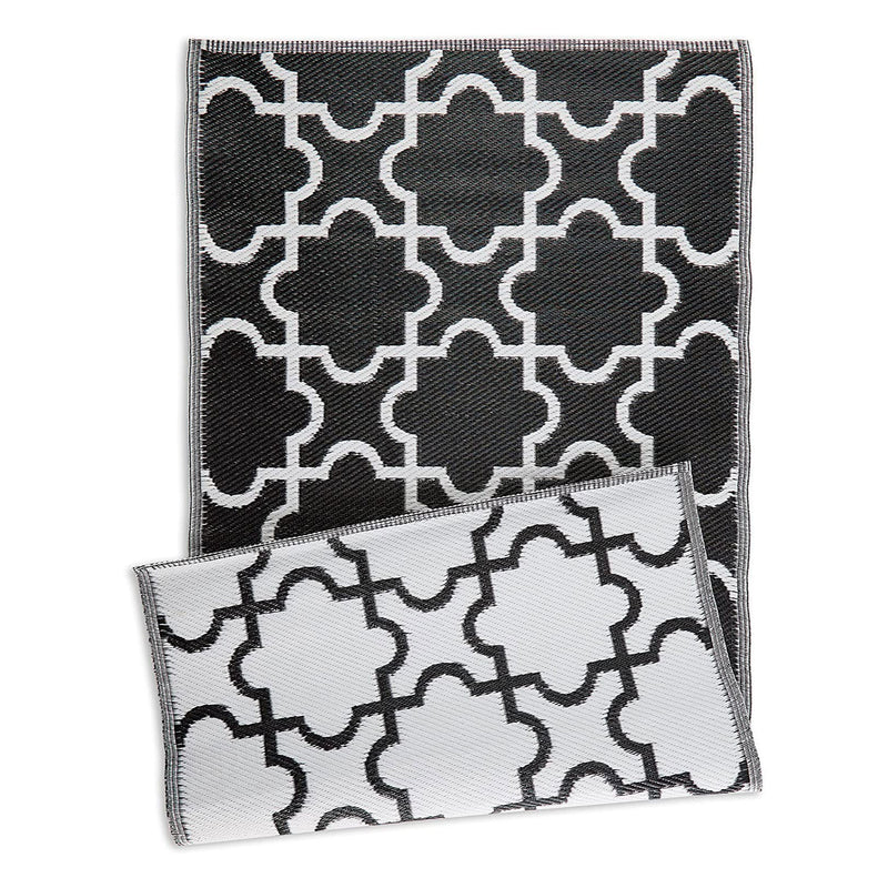 DII Design Imports 3 x 6 Foot Reversible Lattice Woven Rug, Black (Open Box)