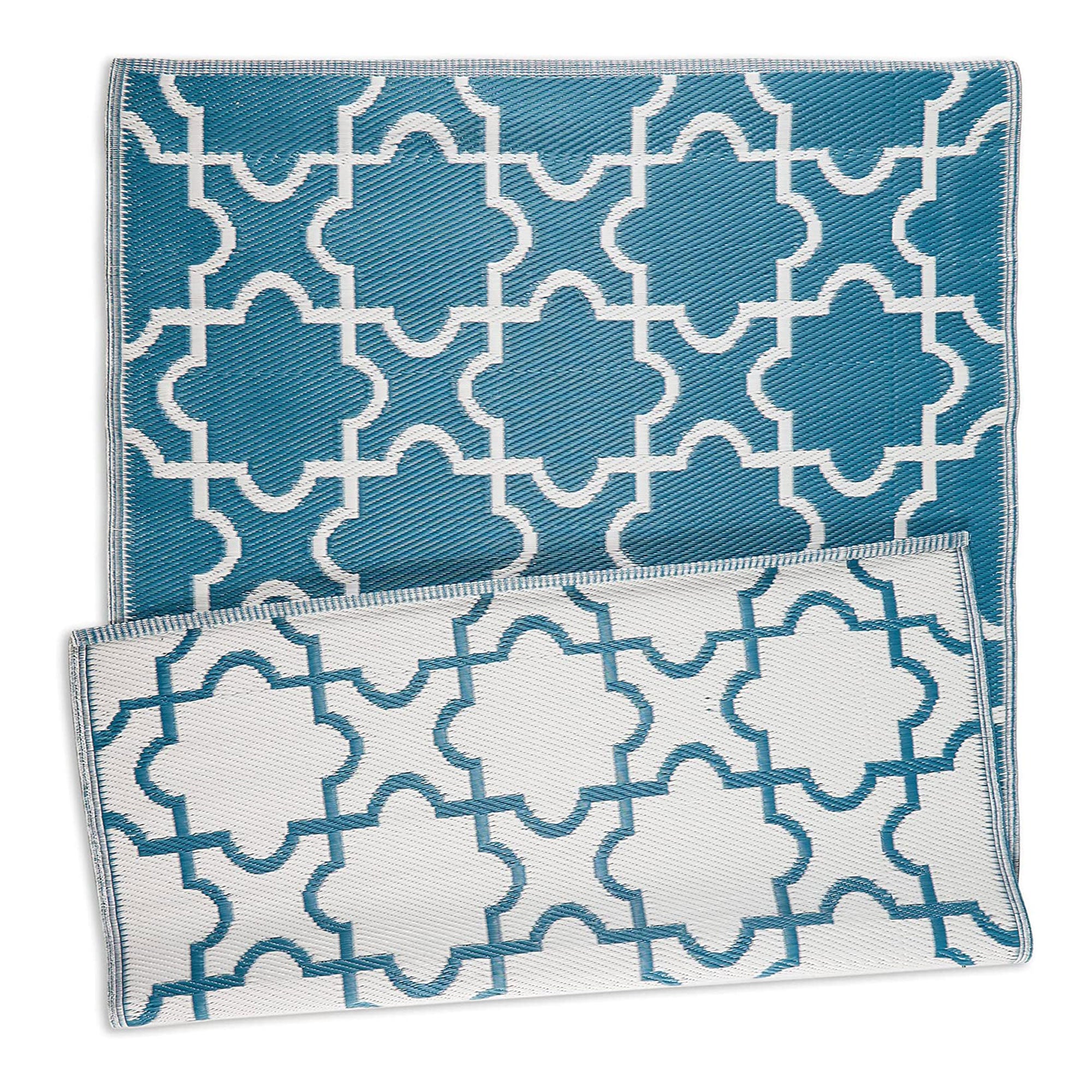 DII Design Imports Indoor Outdoor 4 x 6 Foot Reversible Woven Rug, Storm Blue