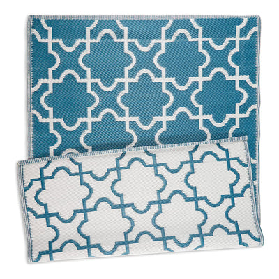 DII Design Imports Indoor Outdoor 4 x 6 Foot Reversible Woven Rug, Storm Blue