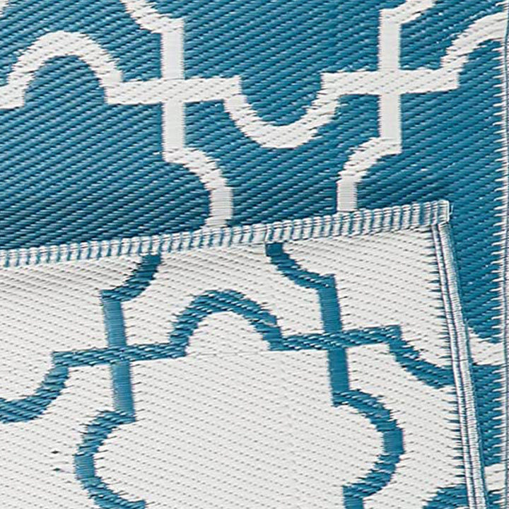Indoor Outdoor 4 x 6 Foot Reversible Woven Rug, Storm Blue (Open Box)