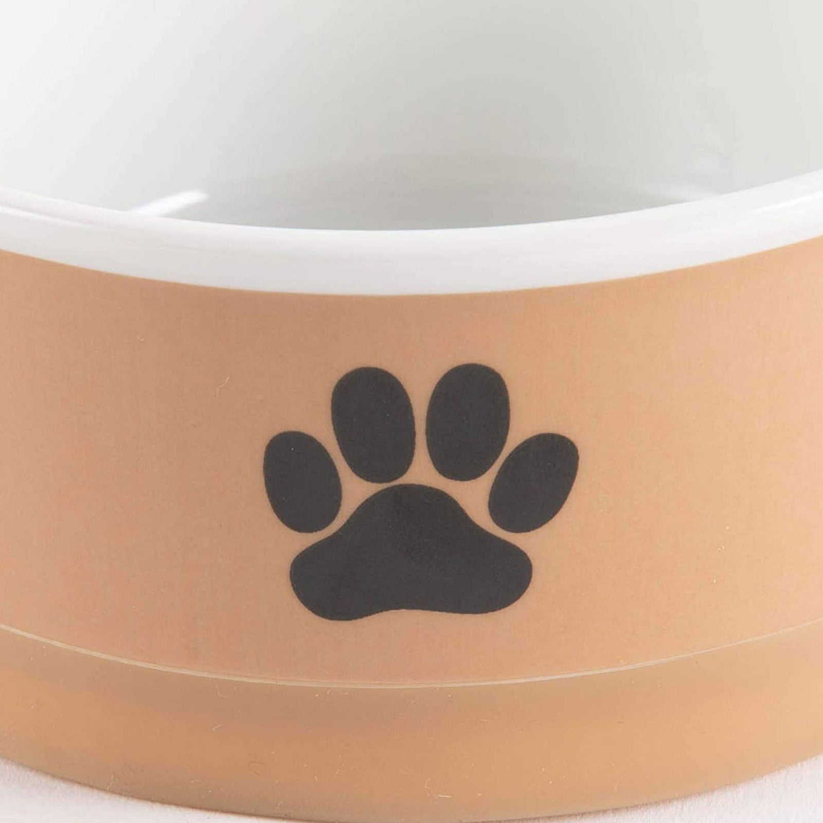 Bone Dry Dog Bowl w/ Silicone Bottom, Taupe/Black (2 Set) (Open Box) - VMInnovations