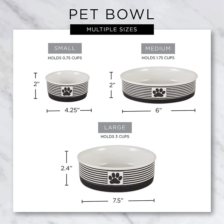 Bone Dry Dog Bowl w/ Silicone Bottom, Taupe/Black (2 Set) (Open Box) - VMInnovations