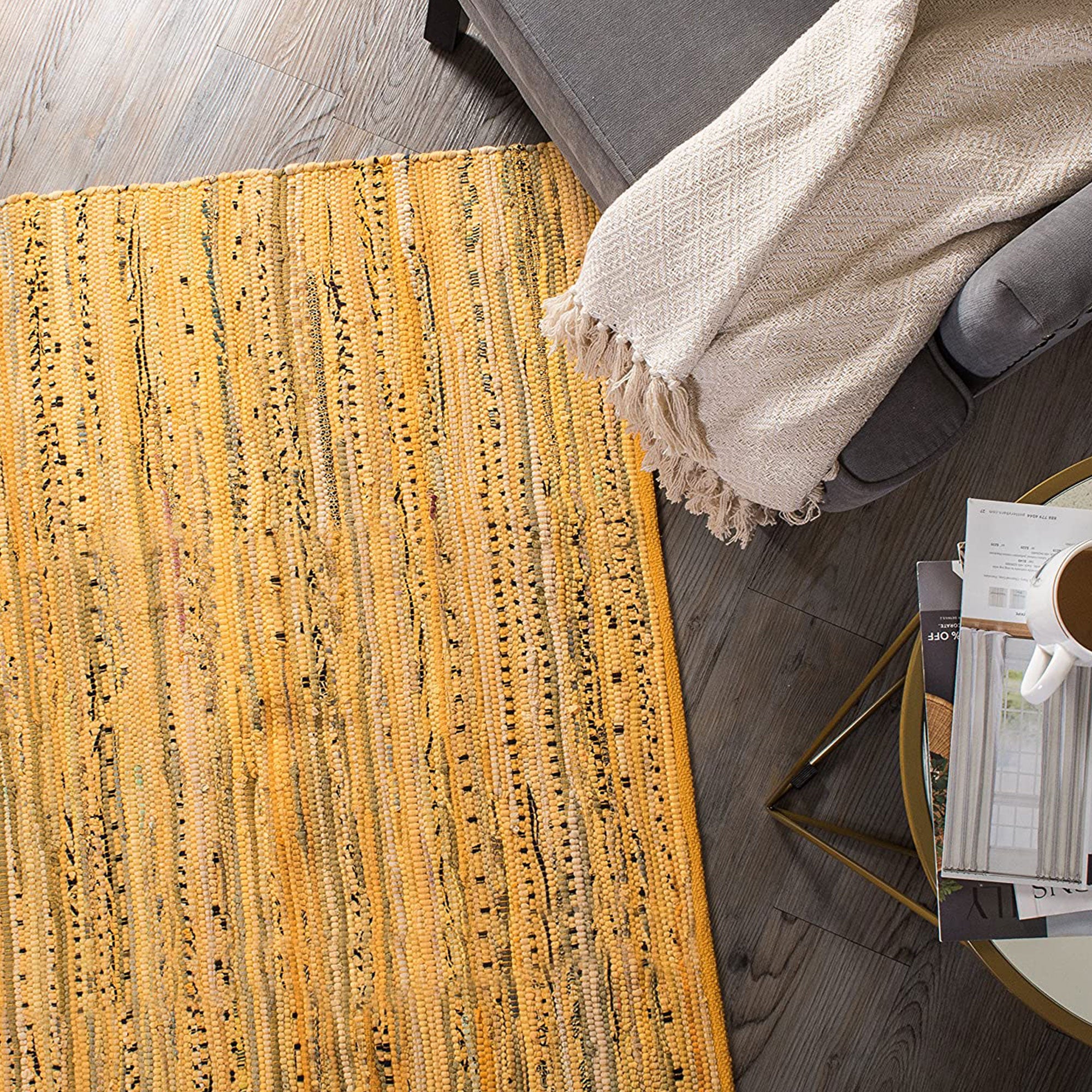 DII Design Imports Chindi Home Collection 4 x 6 Ft Handwoven Rug, Mustard Yellow - VMInnovations