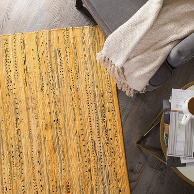 DII Design Imports Chindi Home Collection 4 x 6 Ft Handwoven Rug, Mustard Yellow - VMInnovations
