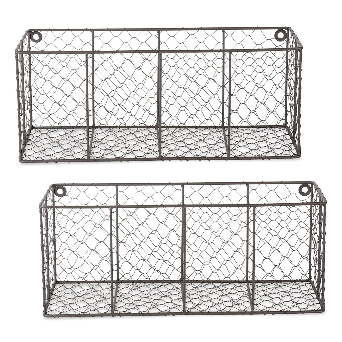 DII Chicken Wire Vintage Farmhouse Wall Medium Storage Basket, Gray (2 Pack)