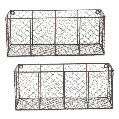 DII Chicken Wire Vintage Farmhouse Wall Medium Storage Basket, Gray (2 Pack)