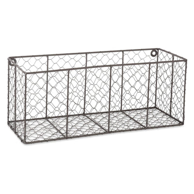 DII Chicken Wire Vintage Farmhouse Wall Medium Storage Basket, Gray (2 Pack)