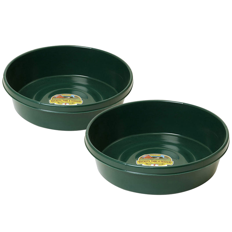 Little Giant 3 Gal Durable Flat Farm Livestock Feed Utility Pan, Green (2 Pack)
