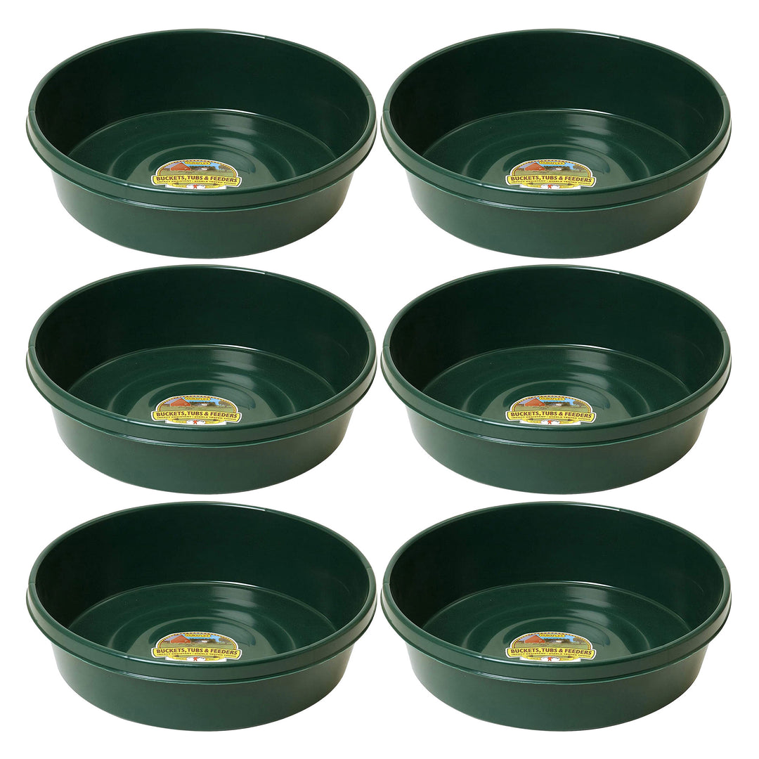 Little Giant 3 Gal Durable Flat Farm Livestock Feed Utility Pan, Green (6 Pack)