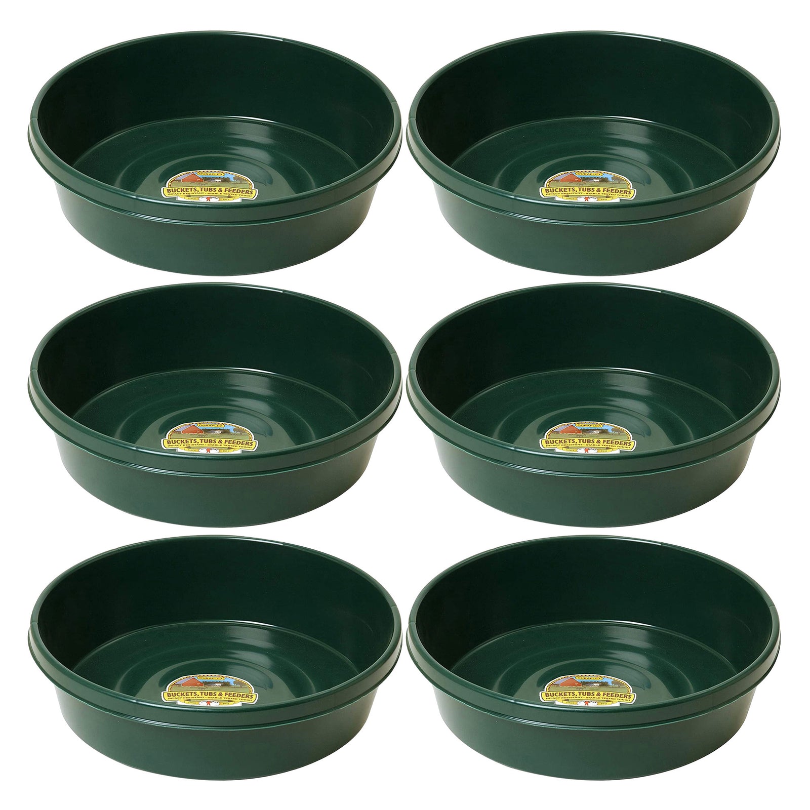 Little Giant 3 Gal Durable Flat Farm Livestock Feed Utility Pan, Green (6 Pack) - VMInnovations
