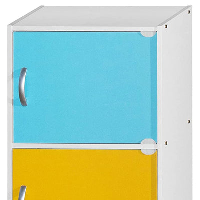 Hodedah 3 Door Enclosed Multipurpose Storage Cabinet for Home or Office, Rainbow