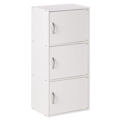 Hodedah 3 Door Enclosed Storage Cabinet for Home & Office, White (For Parts) - VMInnovations