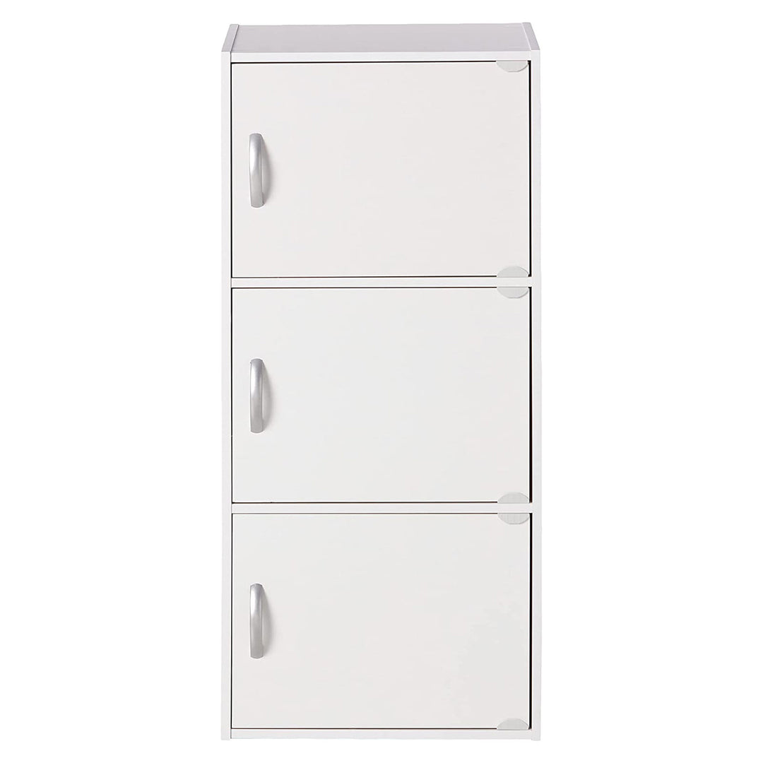 Hodedah 3 Door Enclosed Multipurpose Storage Cabinet for Home and Office, White