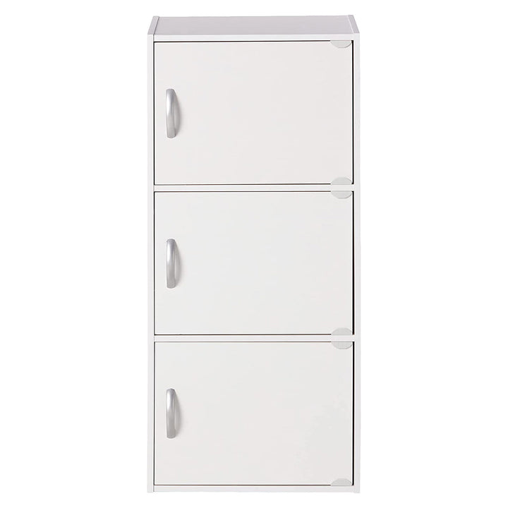 Hodedah 3 Door Enclosed Multipurpose Storage Cabinet for Home and Office, White