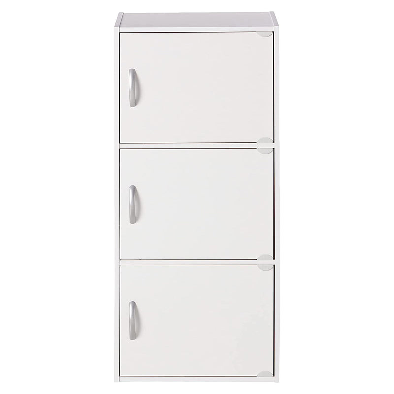 3 Door Enclosed Multipurpose Storage Cabinet for Home and Office, White (Used)