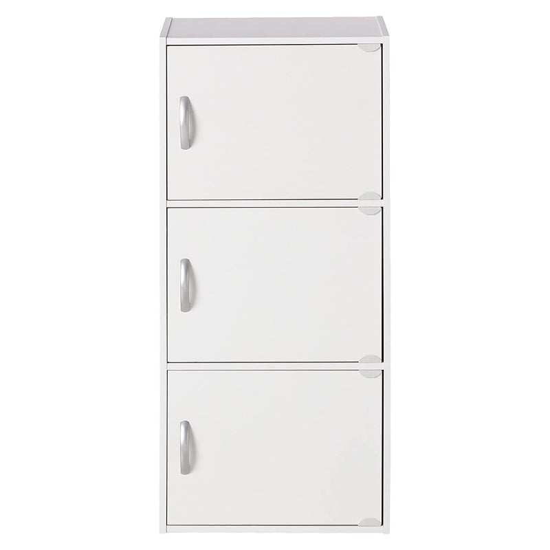 Hodedah 3 Door Enclosed Multipurpose Storage Cabinet for Home and Office, White