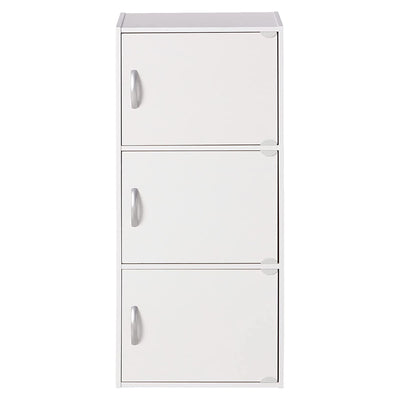 Hodedah 3 Door Multipurpose Storage Cabinet for Home and Office, White(Open Box) - VMInnovations