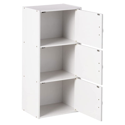 Hodedah 3 Door Multipurpose Storage Cabinet for Home and Office, White(Open Box) - VMInnovations
