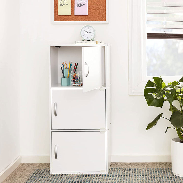 Hodedah 3 Door Enclosed Storage Cabinet for Home & Office, White (For Parts)