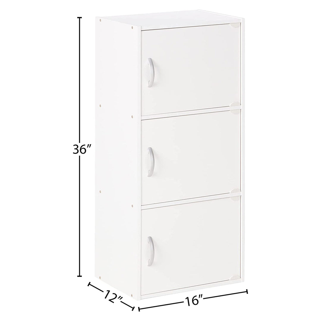 Hodedah 3 Door Enclosed Multipurpose Storage Cabinet for Home and Office, White