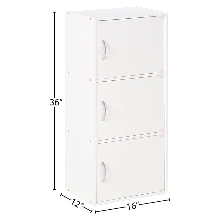 Hodedah 3 Door Enclosed Multipurpose Storage Cabinet for Home and Office, White