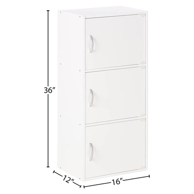 Hodedah 3 Door Enclosed Storage Cabinet for Home & Office, White (For Parts) - VMInnovations
