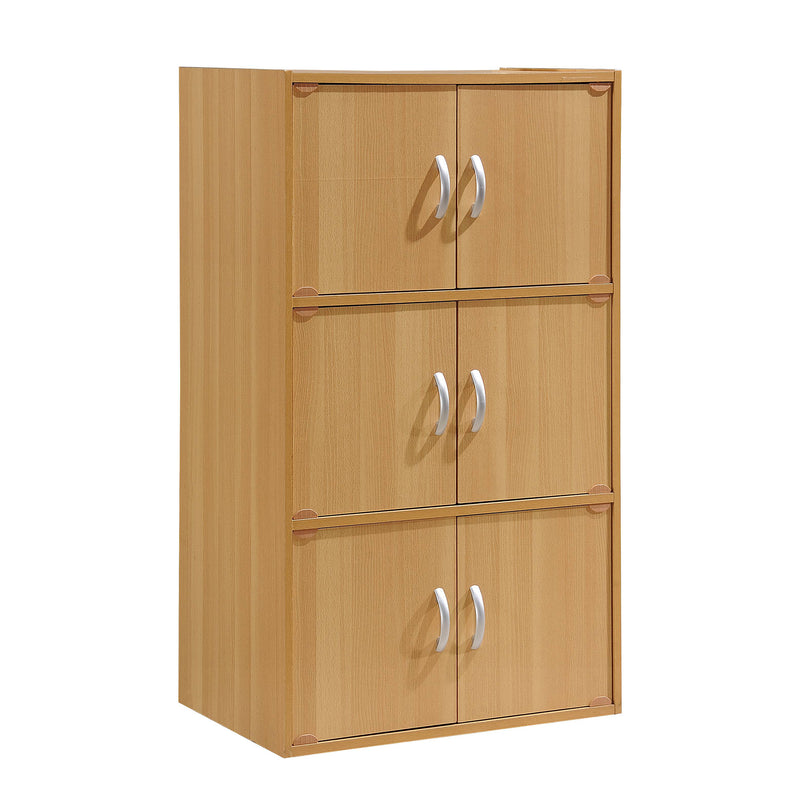 Hodedah 6 Door Multipurpose Storage Cabinet for Home and Office, Beech (Used)