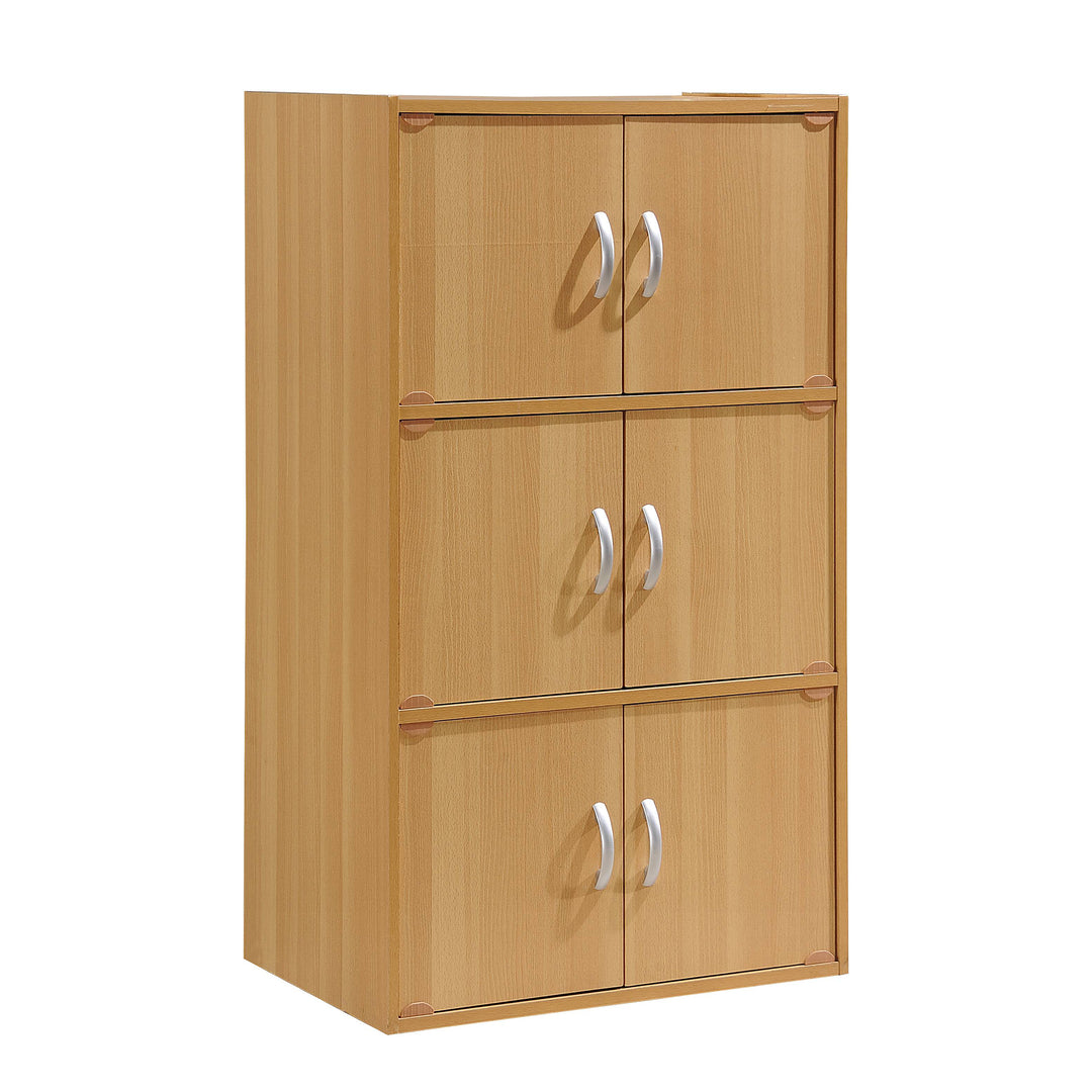 6 Door Enclosed Multipurpose Storage Cabinet for Home & Office, Beech (Open Box)
