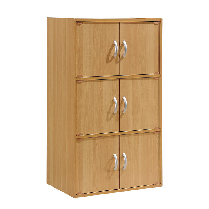 6 Door Enclosed Multipurpose Storage Cabinet for Home & Office, Beech (Open Box)