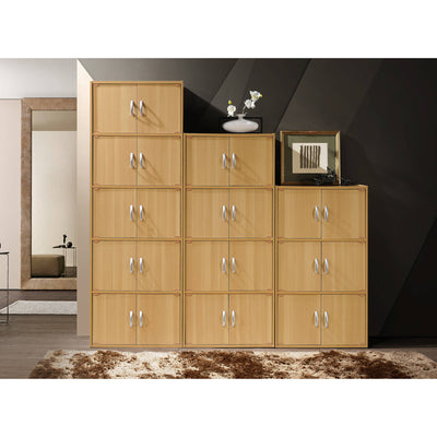 Hodedah 6 Door Multipurpose Storage Cabinet for Home and Office, Beech (Used) - VMInnovations