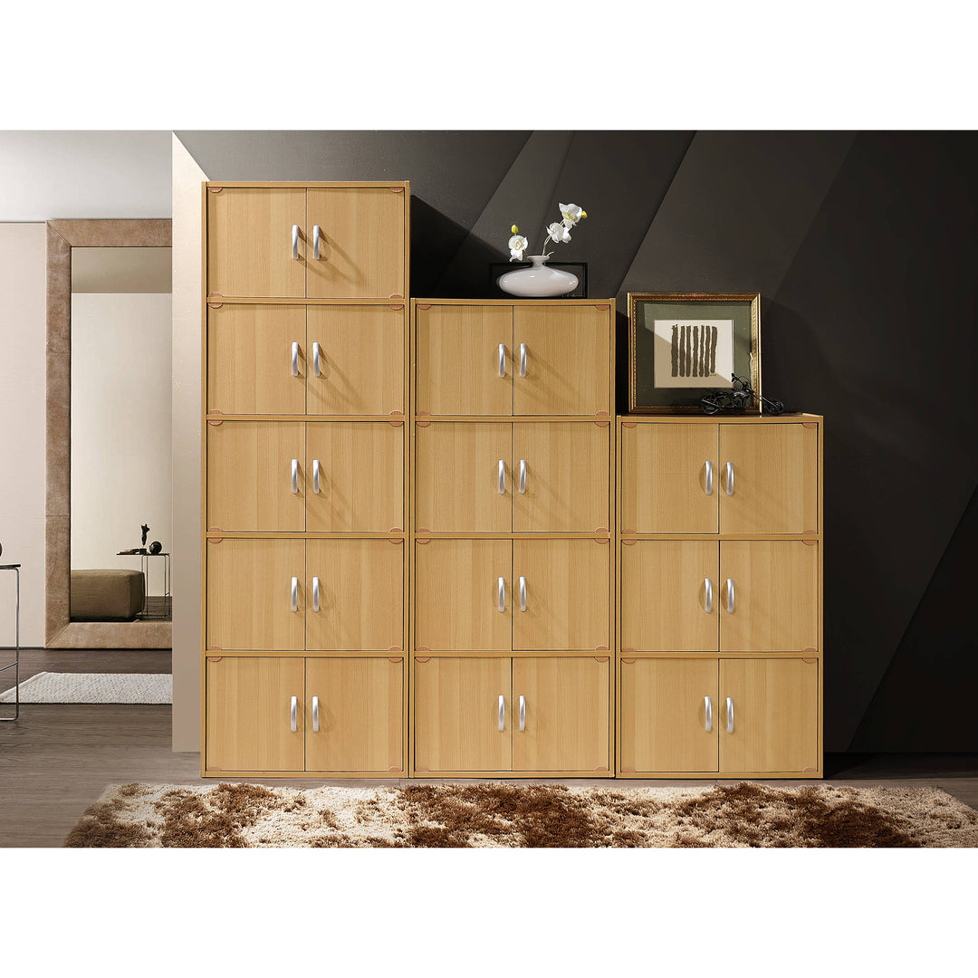 6 Door Enclosed Multipurpose Storage Cabinet for Home & Office, Beech (Open Box)