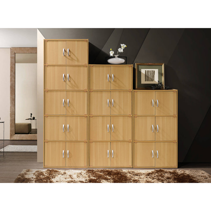 6 Door Enclosed Multipurpose Storage Cabinet for Home & Office, Beech (Open Box)