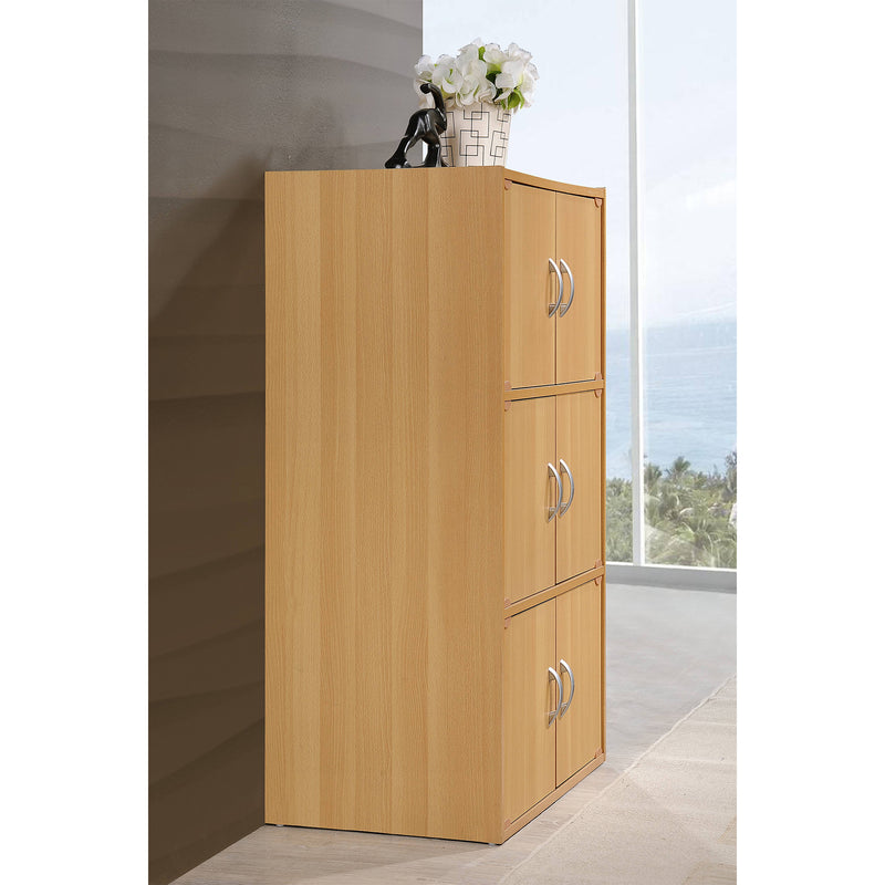 Hodedah 6 Door Enclosed Multipurpose Storage Cabinet for Home and Office, Beech