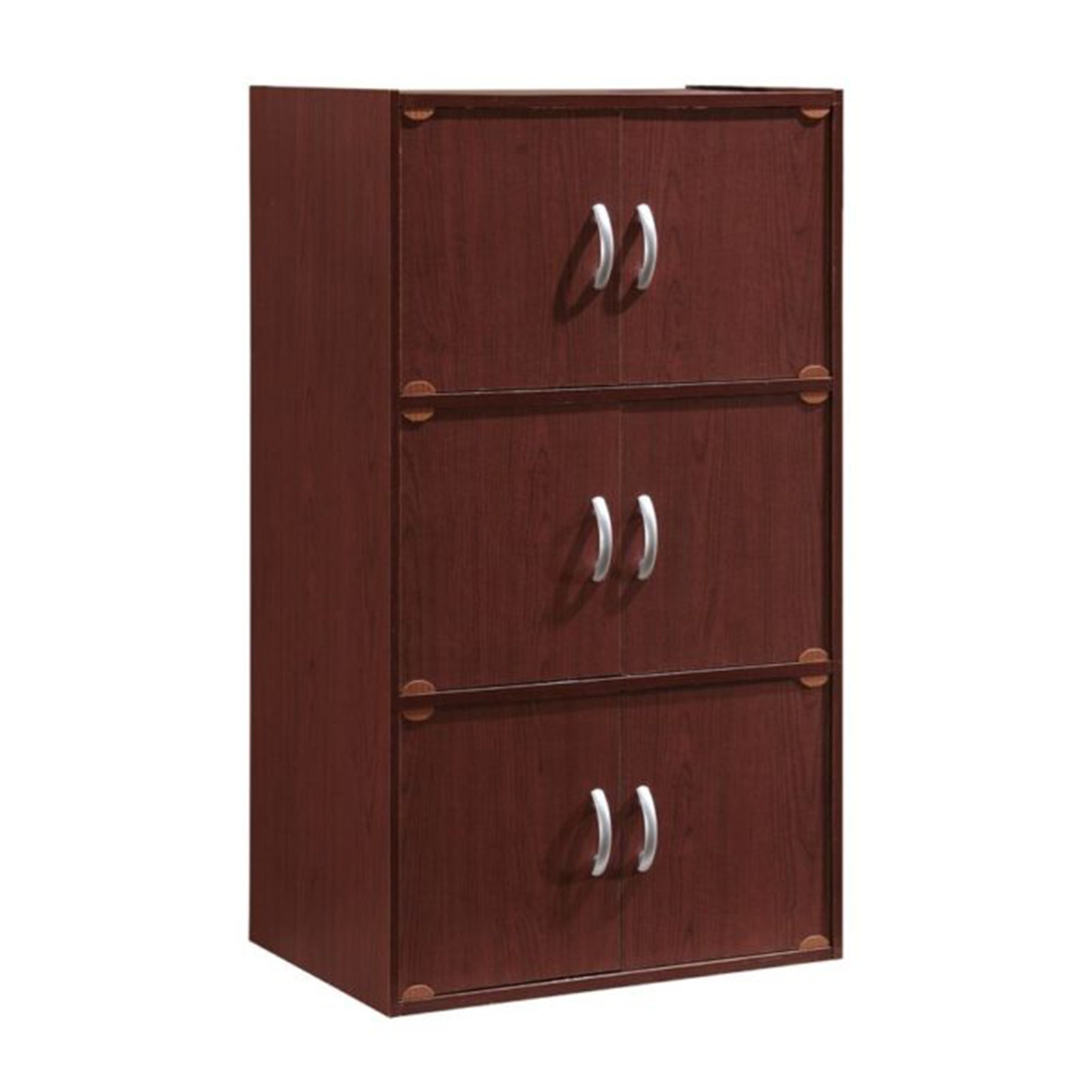 Hodedah 6 Door Enclosed Multipurpose Storage Cabinet for Home & Office, Mahogany - VMInnovations